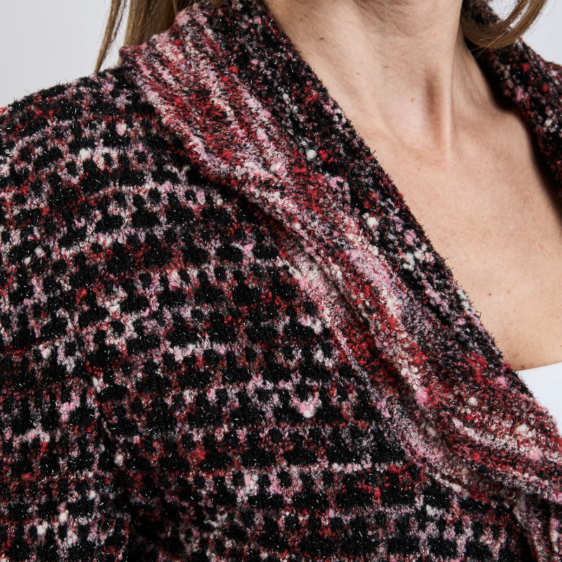 Pre-Loved Chanel ™ Burgundy Multicolor Wool Knit Coat Size 40