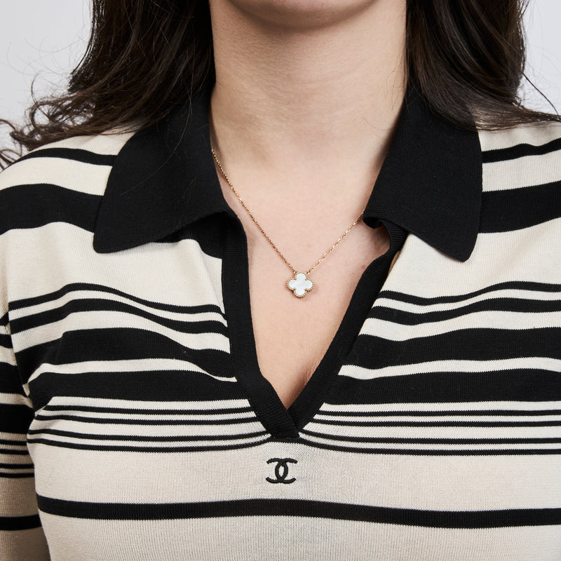 Pre-Loved Chanel ™ Ivory & Black Stripe Polo Size 42