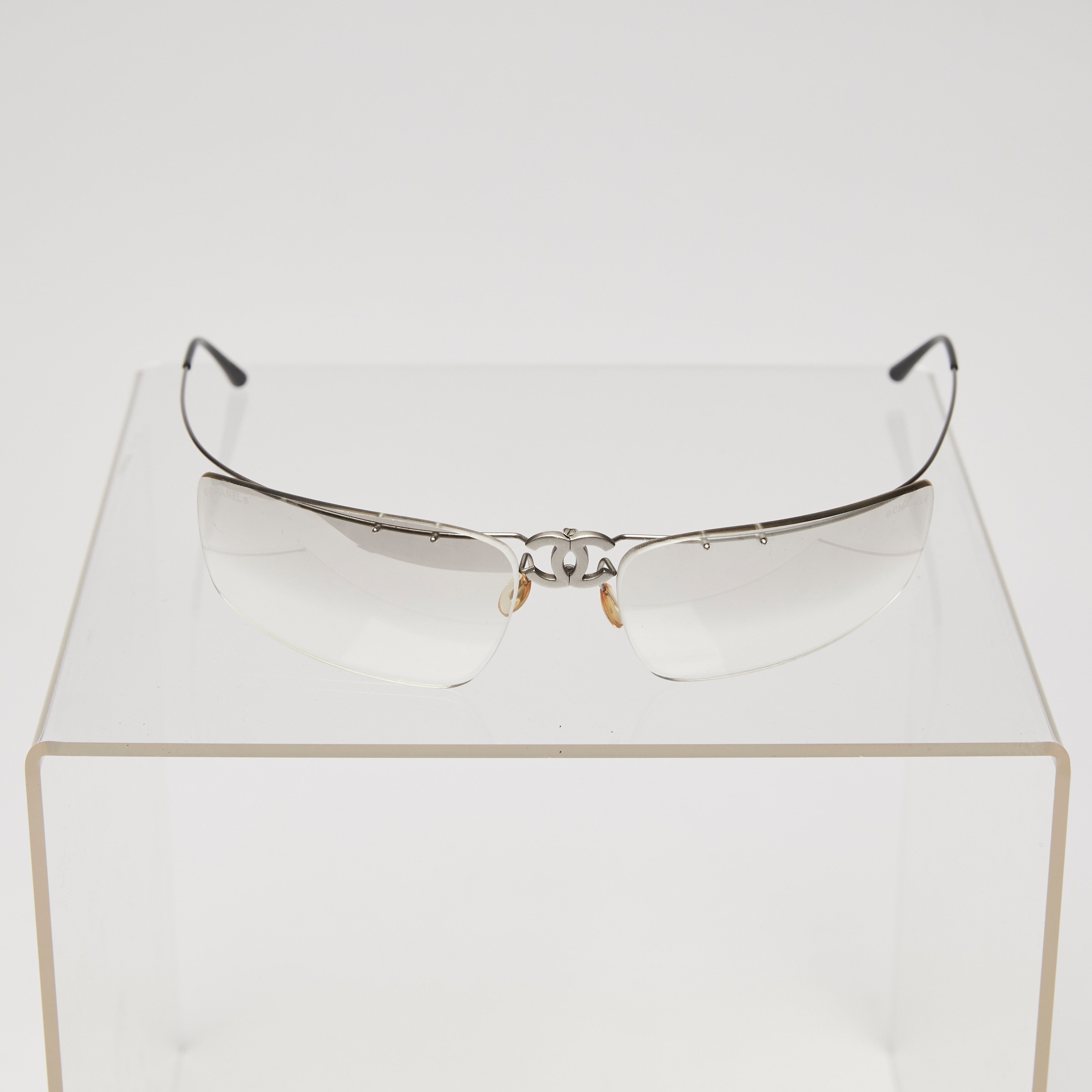 Chanel Frameless Foldable Logo Clear Sunglasses