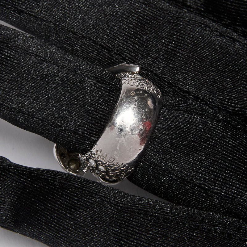 Pre-Loved™ Chanel Camelia Flower Strass Silver and Rinestone Ring