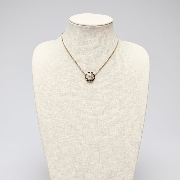Pre-Loved Chanel™ Gold Tone Interlocking Leather Logo Pendant Necklace