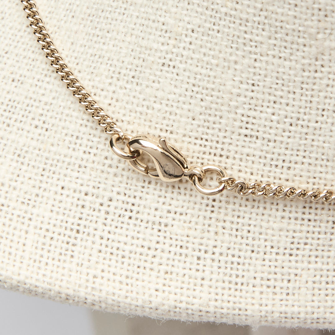 Pre-Loved Chanel™ Gold Tone Interlocking Leather Logo Pendant Necklace