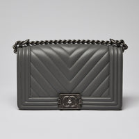 Pre-Loved Chanel ™ Grey Lambskin Boy Bag