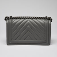 Pre-Loved Chanel ™ Grey Lambskin Boy Bag
