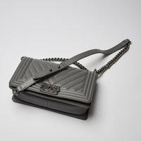 Pre-Loved Chanel ™ Grey Lambskin Boy Bag