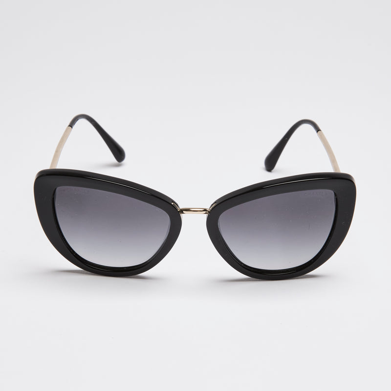 Pre-Loved Chanel ™ Black and Gold Cat-Eye Sunglasses