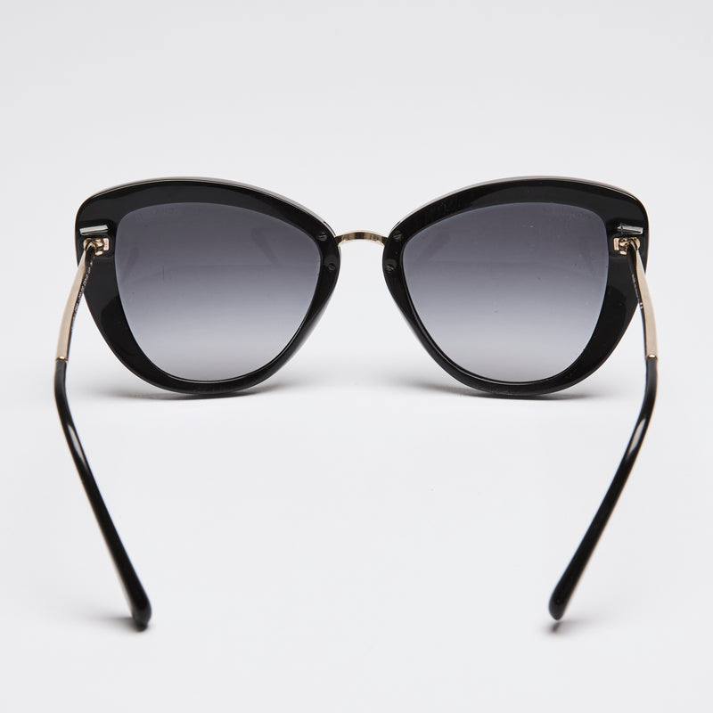 Pre-Loved Chanel ™ Black and Gold Cat-Eye Sunglasses