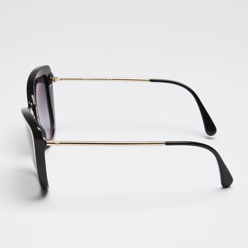 Pre-Loved Chanel ™ Black and Gold Cat-Eye Sunglasses