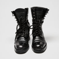 Pre-Loved Chanel™ Black Leather Combat Boots Size 38