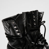 Pre-Loved Chanel™ Black Leather Combat Boots Size 38