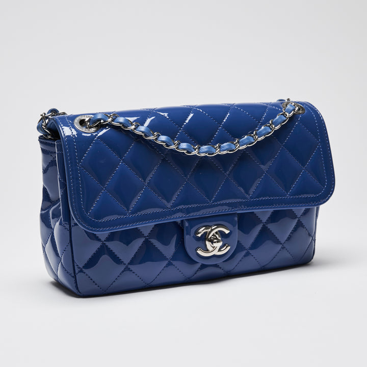 Pre-Loved Chanel™ Blue Patent Quilted Leather Single Flap Bag