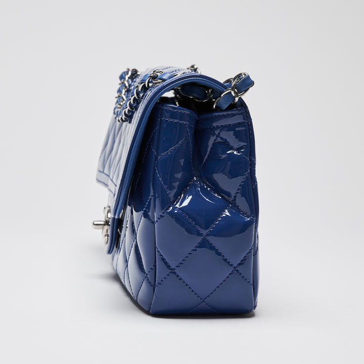 Pre-Loved Chanel™ Blue Patent Quilted Leather Single Flap Bag
