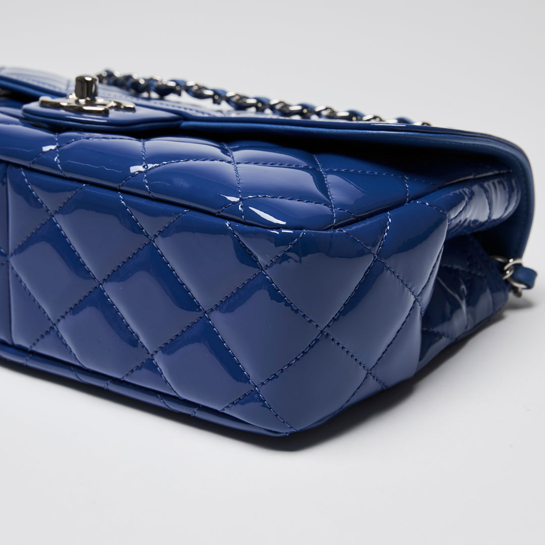 Pre-Loved Chanel™ Blue Patent Quilted Leather Single Flap Bag