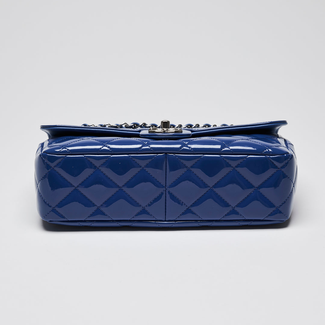 Pre-Loved Chanel™ Blue Patent Quilted Leather Single Flap Bag