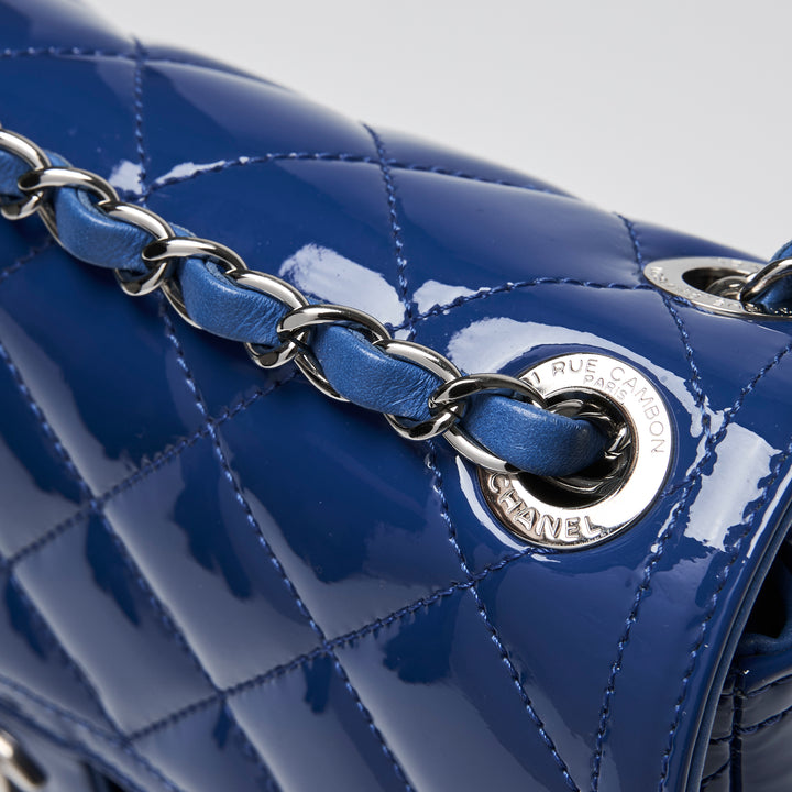 Pre-Loved Chanel™ Blue Patent Quilted Leather Single Flap Bag