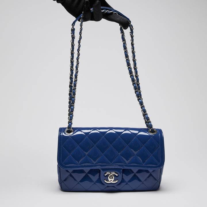 Pre-Loved Chanel™ Blue Patent Quilted Leather Single Flap Bag