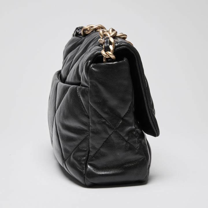 Pre-Loved Chanel™ Black Lambskin Leather Large 19 Flap Bag
