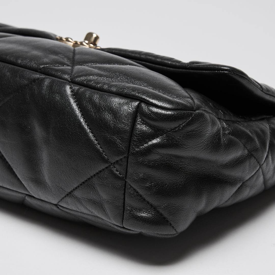 Pre-Loved Chanel™ Black Lambskin Leather Large 19 Flap Bag