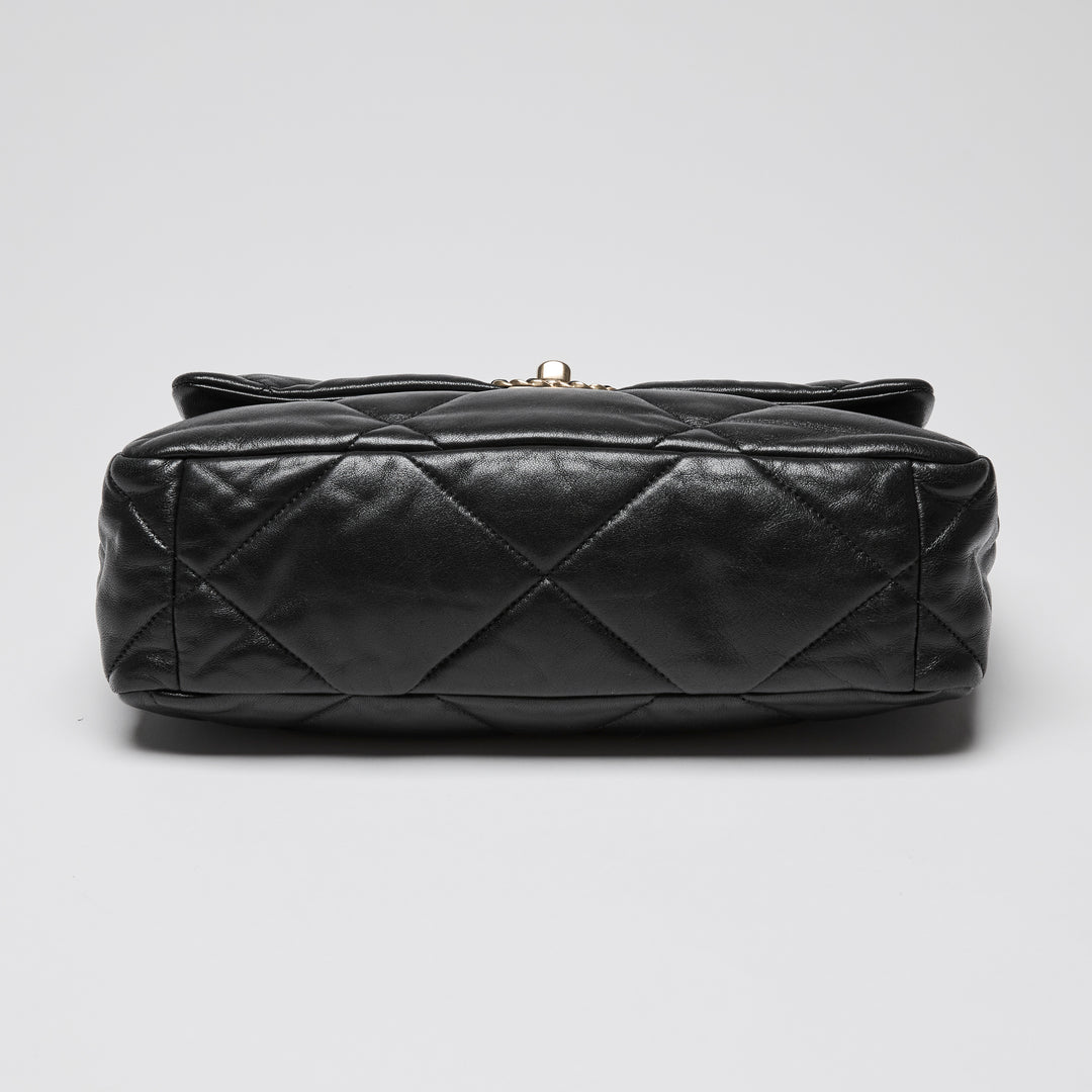 Pre-Loved Chanel™ Black Lambskin Leather Large 19 Flap Bag