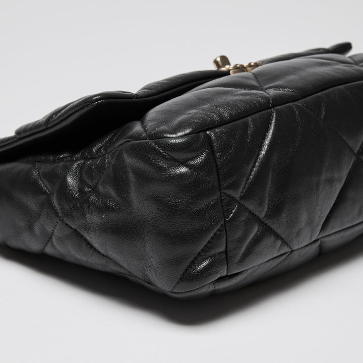 Pre-Loved Chanel™ Black Lambskin Leather Large 19 Flap Bag