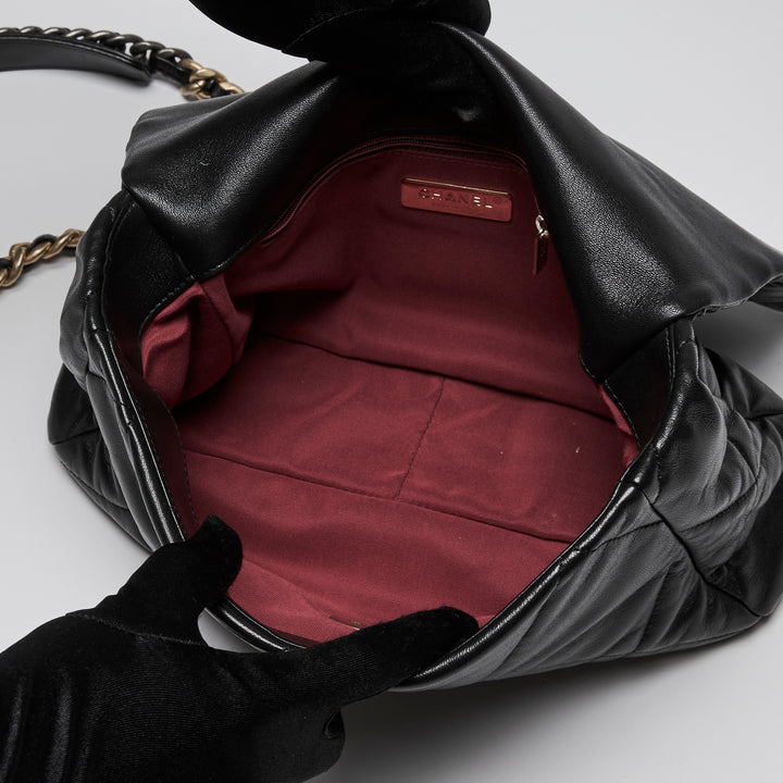 Pre-Loved Chanel™ Black Lambskin Leather Large 19 Flap Bag