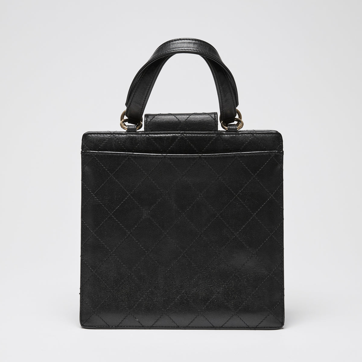 Pre-Loved Chanel™ Black Grained Leather Vintage North South Tote Bag