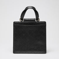 Pre-Loved Chanel™ Black Grained Leather Vintage North South Tote Bag