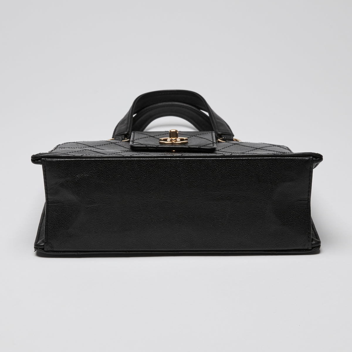 Pre-Loved Chanel™ Black Grained Leather Vintage North South Tote Bag