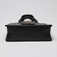 Pre-Loved Chanel™ Black Grained Leather Vintage North South Tote Bag