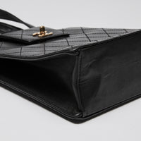 Pre-Loved Chanel™ Black Grained Leather Vintage North South Tote Bag