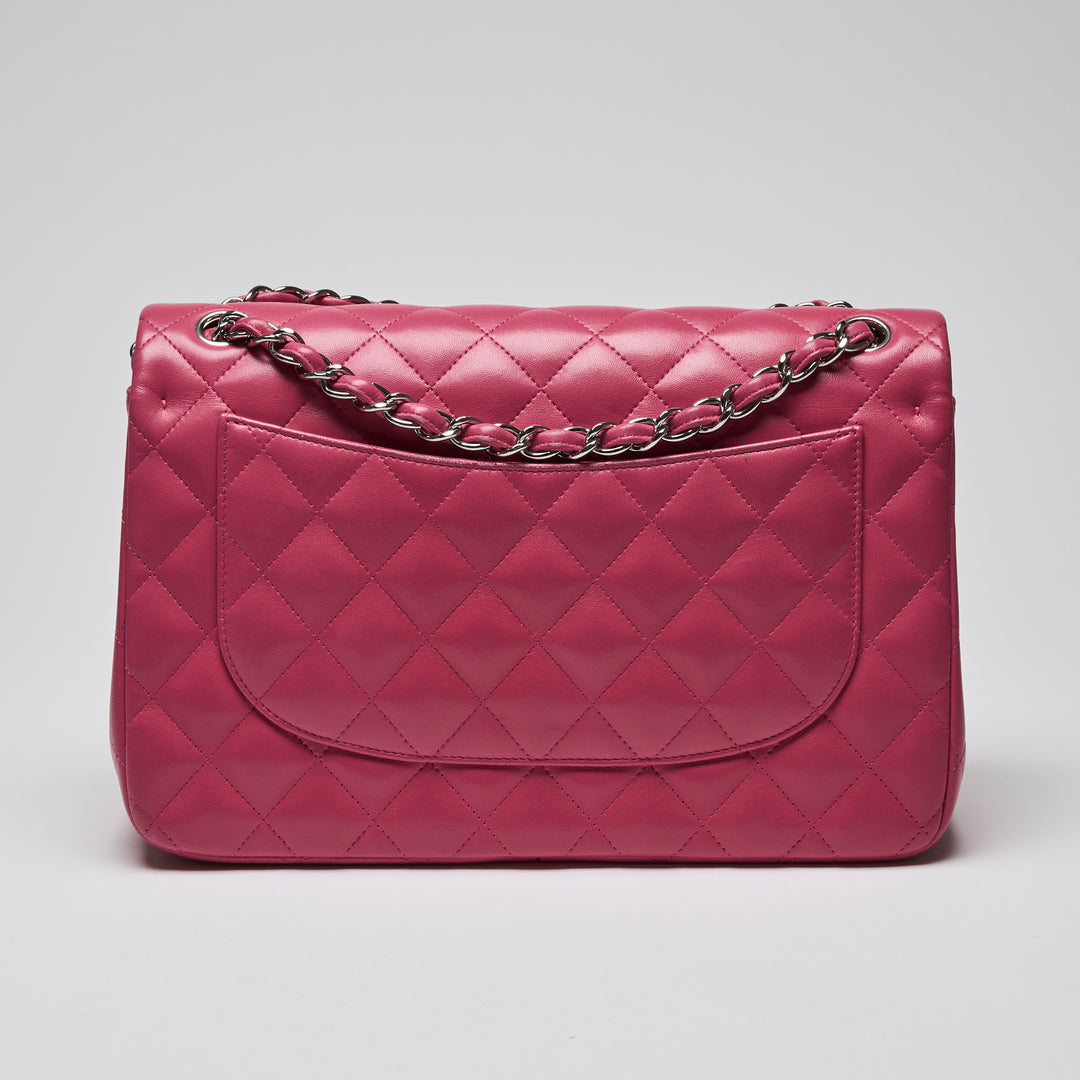 Pre-Loved Chanel™ Pink Lambskin Leather Large Classic Double Flap Bag