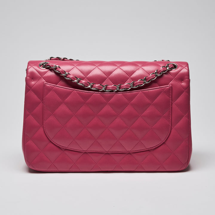 Pre-Loved Chanel™ Pink Lambskin Leather Large Classic Double Flap Bag
