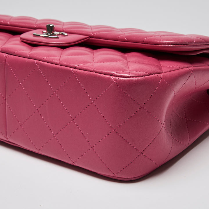 Pre-Loved Chanel™ Pink Lambskin Leather Large Classic Double Flap Bag