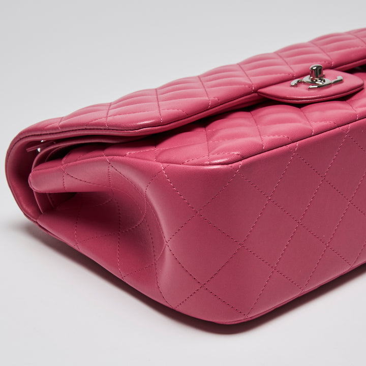 Pre-Loved Chanel™ Pink Lambskin Leather Large Classic Double Flap Bag
