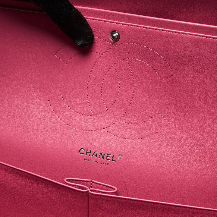 Pre-Loved Chanel™ Pink Lambskin Leather Large Classic Double Flap Bag