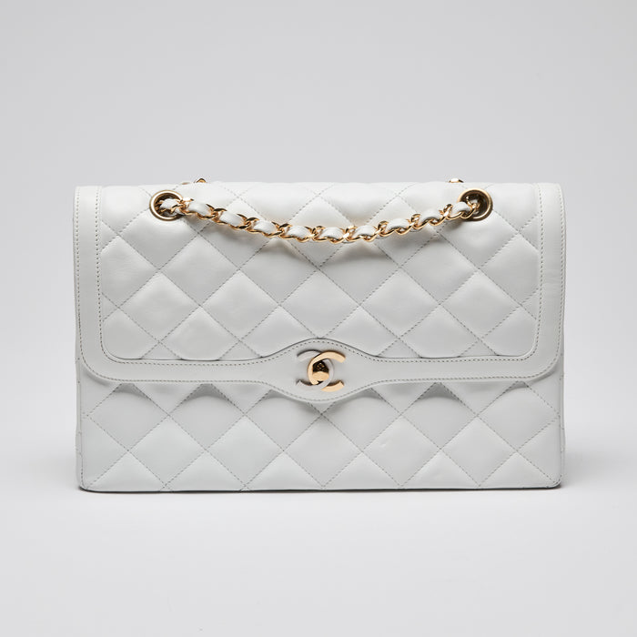 Pre-Loved Chanel™ White Lambskin Leather Vintage Double Flap Bag