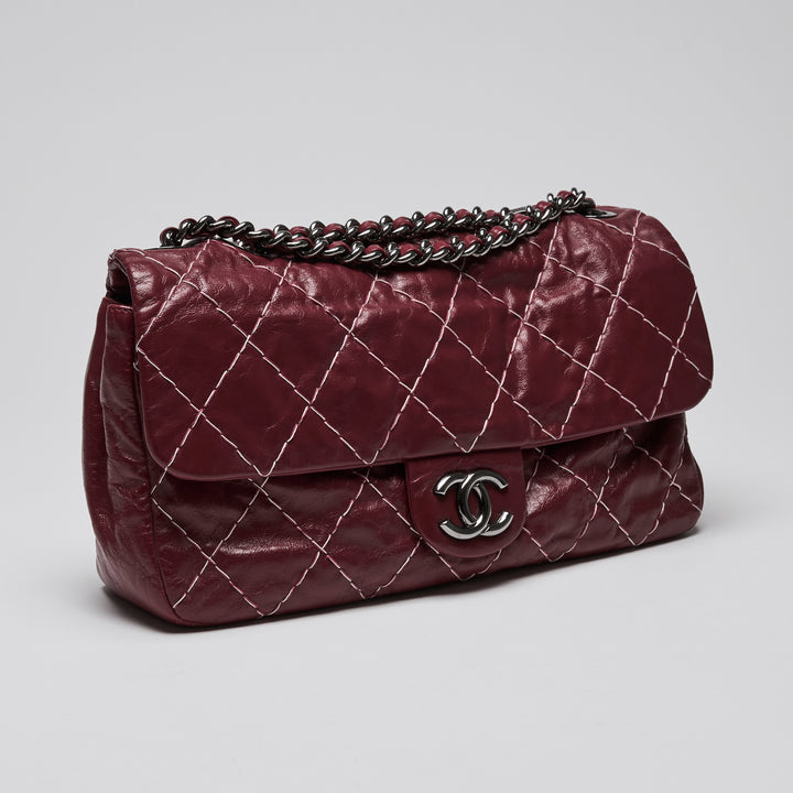 Pre-Loved Chanel™ Burgundy Aged Calfskin Leather Single Flap Bag