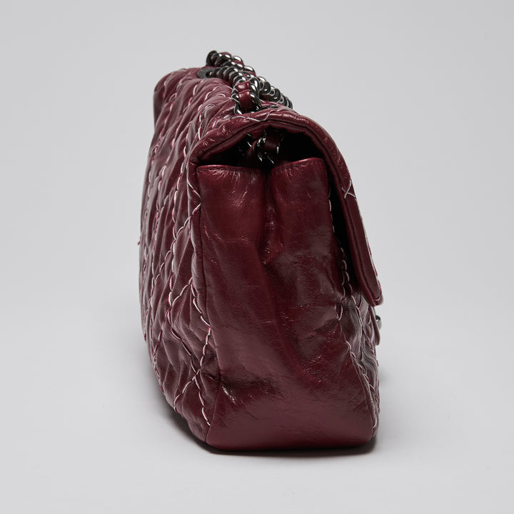 Pre-Loved Chanel™ Burgundy Aged Calfskin Leather Single Flap Bag