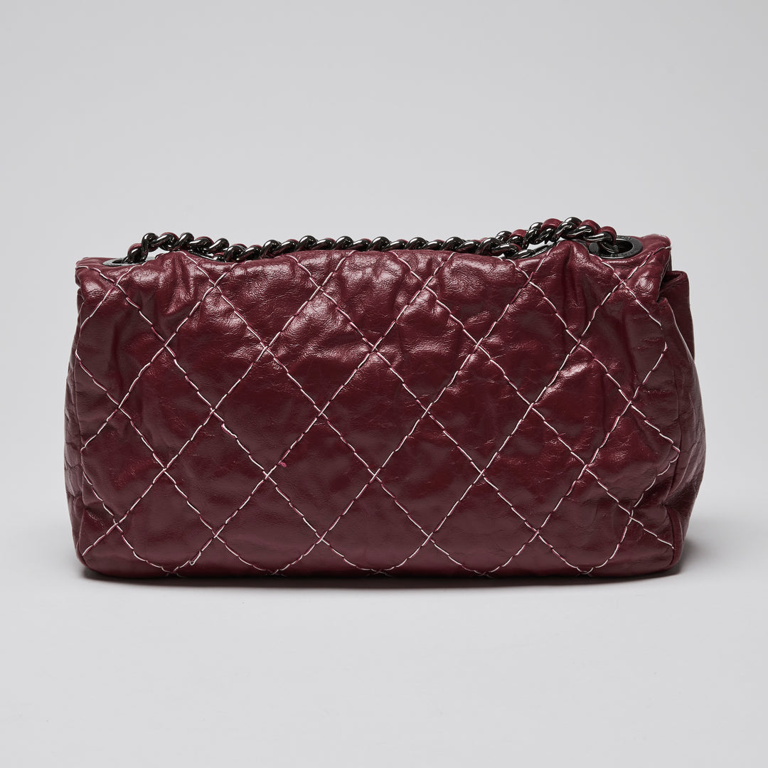 Pre-Loved Chanel™ Burgundy Aged Calfskin Leather Single Flap Bag