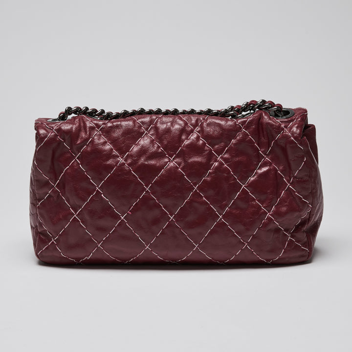 Pre-Loved Chanel™ Burgundy Aged Calfskin Leather Single Flap Bag