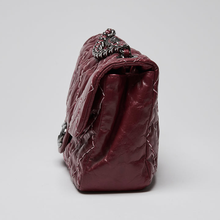 Pre-Loved Chanel™ Burgundy Aged Calfskin Leather Single Flap Bag