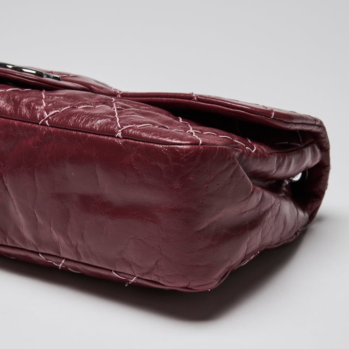 Pre-Loved Chanel™ Burgundy Aged Calfskin Leather Single Flap Bag