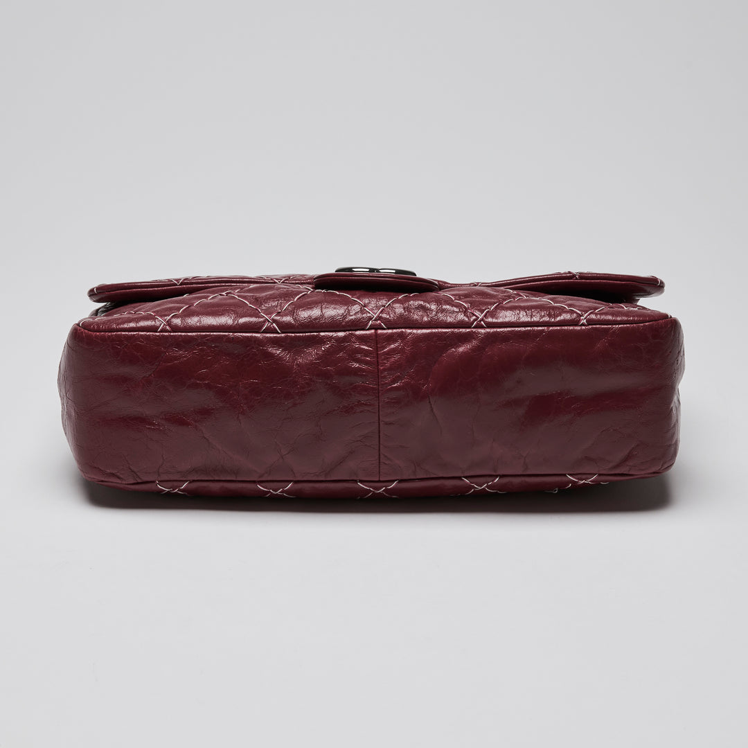 Pre-Loved Chanel™ Burgundy Aged Calfskin Leather Single Flap Bag
