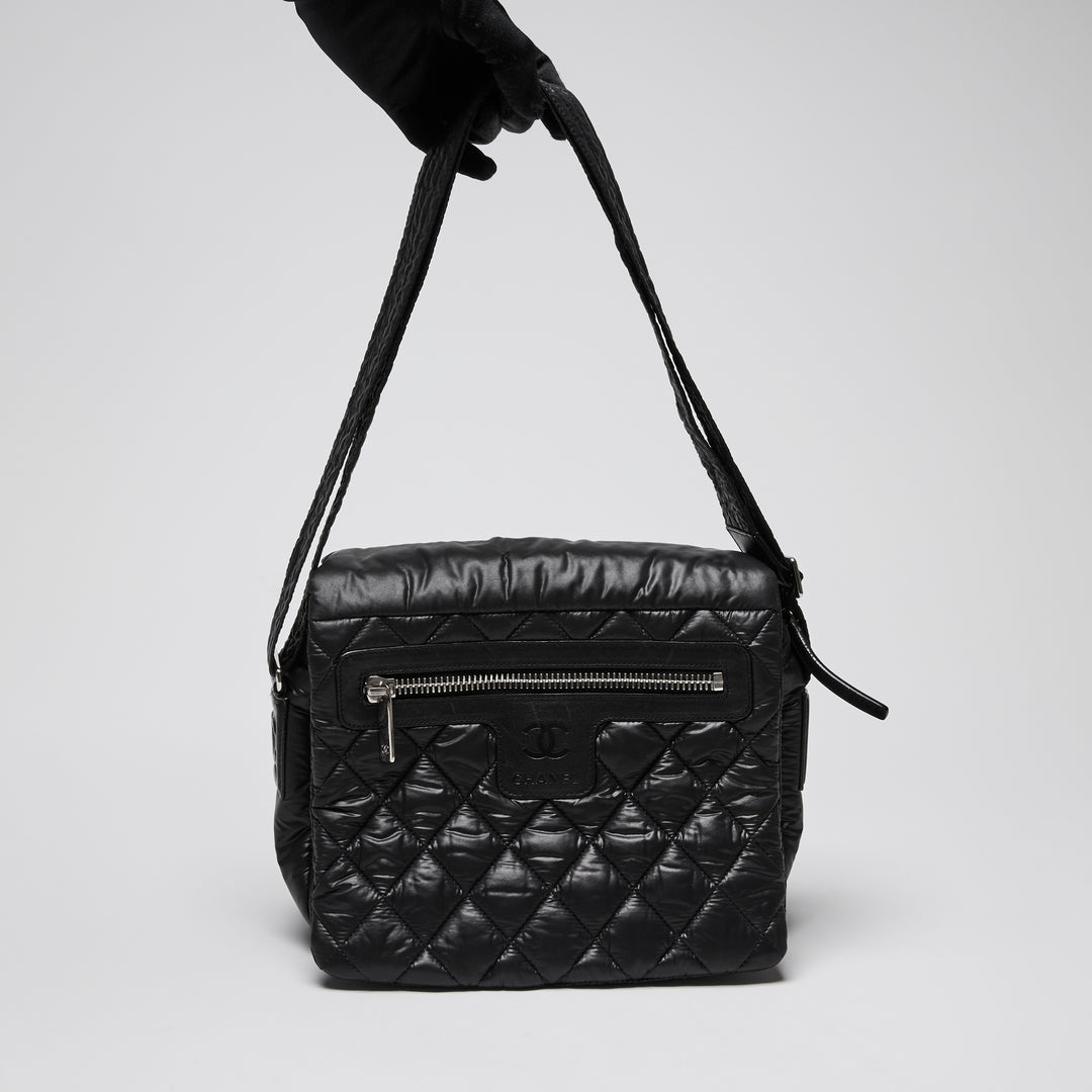 Pre-Loved Chanel™ Black Quilted Nylon Coco Cocoon Messenger Bag