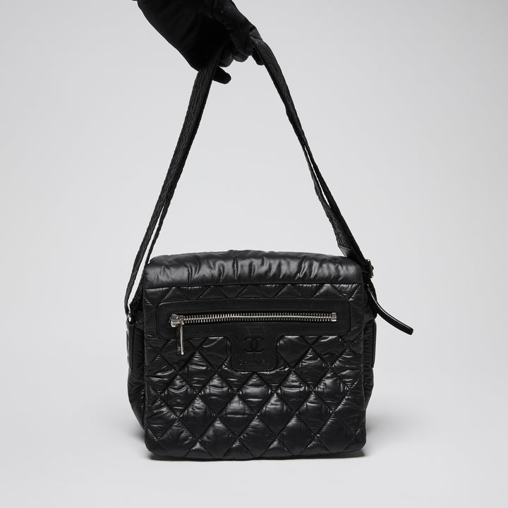 Pre-Loved Chanel™ Black Quilted Nylon Coco Cocoon Messenger Bag
