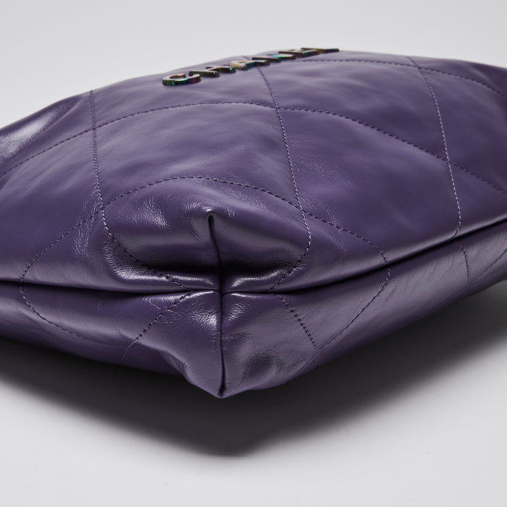 Chanel Purple Calfskin Leather Small 22 Hobo Bag