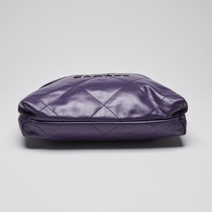 Chanel Purple Calfskin Leather Small 22 Hobo Bag