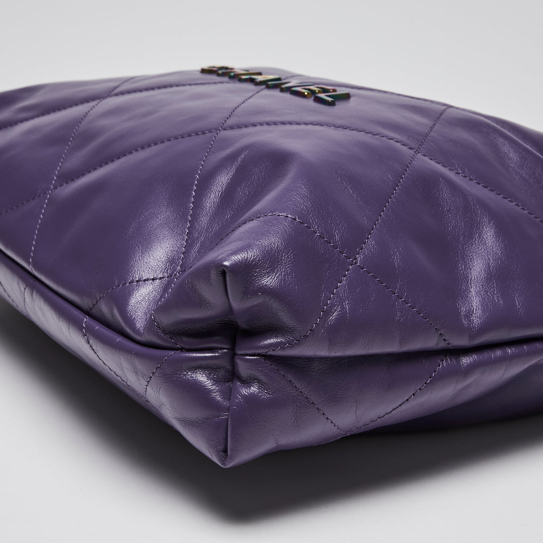 Chanel Purple Calfskin Leather Small 22 Hobo Bag