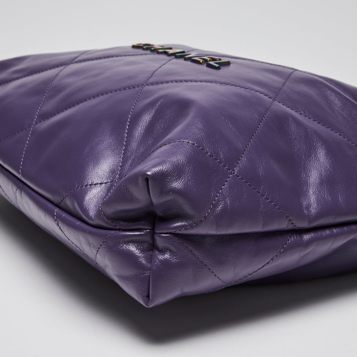 Chanel Purple Calfskin Leather Small 22 Hobo Bag