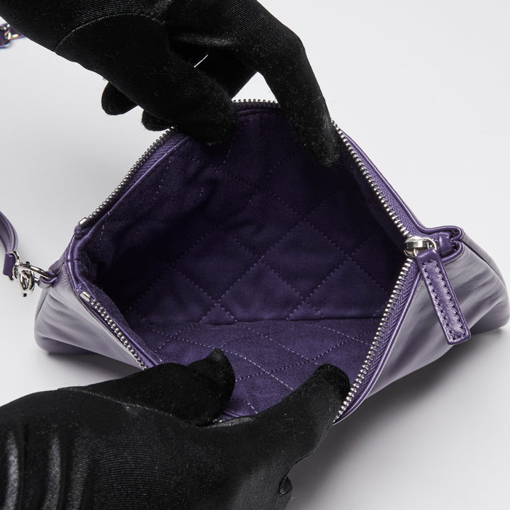 Chanel Purple Calfskin Leather Small 22 Hobo Bag